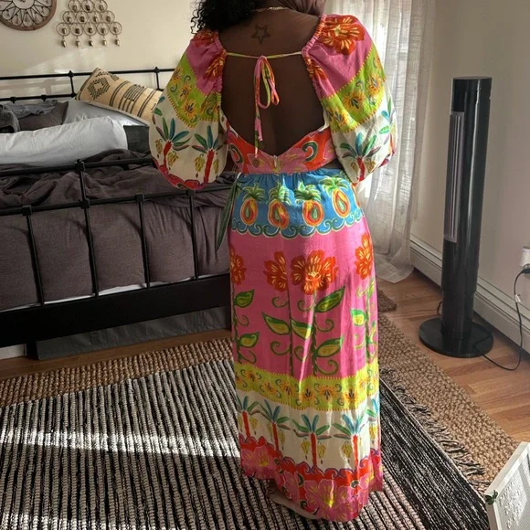 FARM Rio Vibrant Floral Long Sleeve Dress (Size M) - Picture 5 of 6